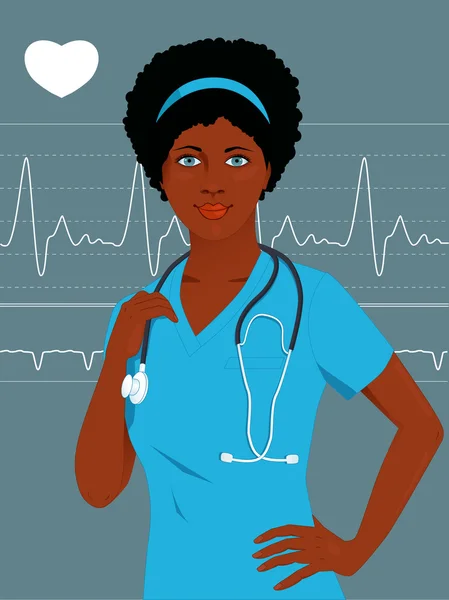 Doctor or nurse with a heart monitor — Stock Vector