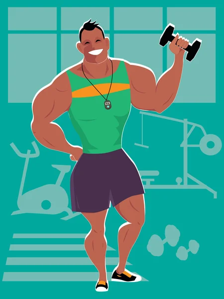 Personal trainer at the gym — Stock Vector