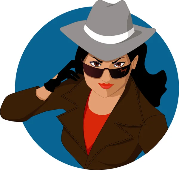 Agente secreto femenino — Vector de stock