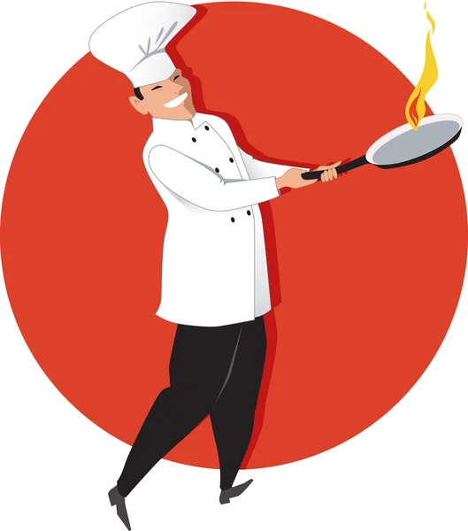 Asian chef cooking — Stock Vector