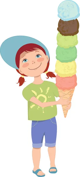 Niña con helado — Vector de stock