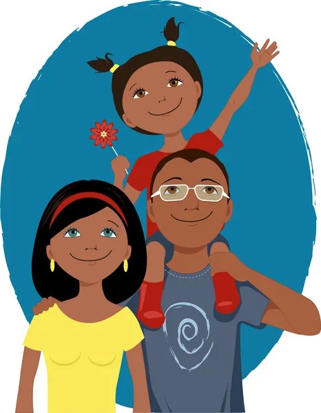 karikatür mutlu aile portresi