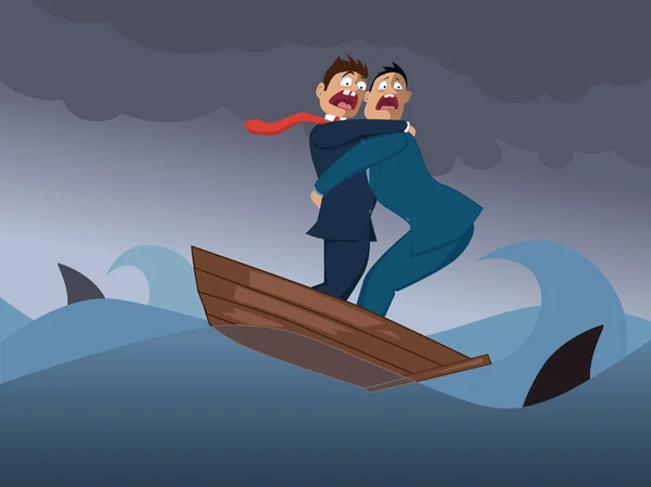 Dos hombres de negocios en un barco — Vector de stock