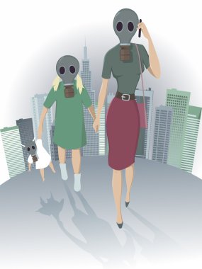 Air pollution in the city clipart