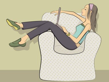 Dizüstü bilgisayarlı kız