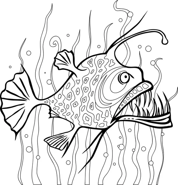 Anglerfish coloring page — Stok Vektör