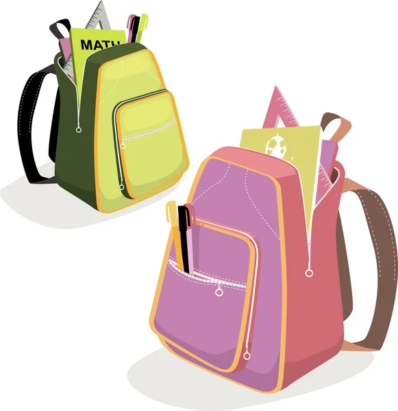 Školní batohy — Stockový vektor