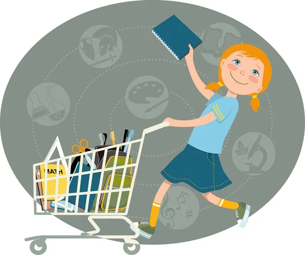 Volver a la escuela Compras — Vector de stock