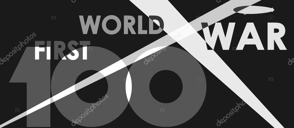 World War One centennial vector banner in grayscale, no transparencies