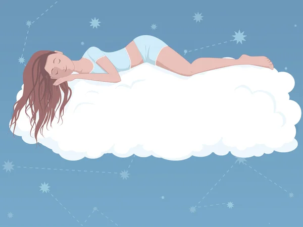 Sleeping on a cloud — Stock Vector