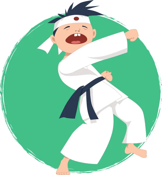 Kleine jongen doen karate — Stockvector