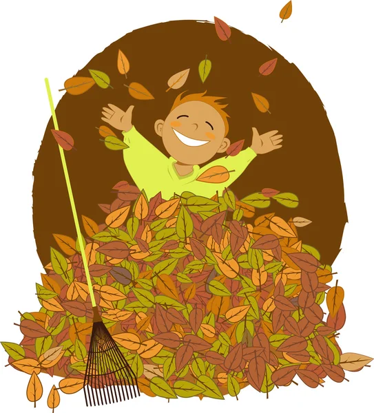 Raking leaves — Stock Vector