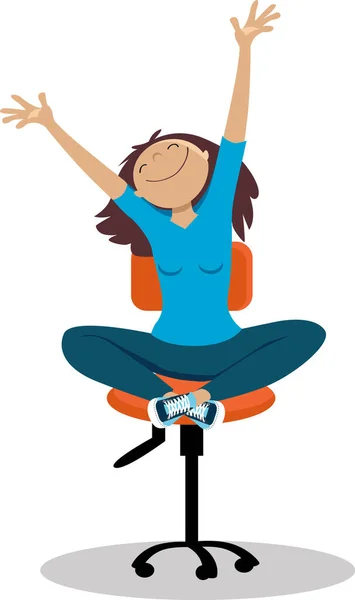 Woman Doing Stretching Exercises Chair Her Work Day Eps Vector — Stock Vector