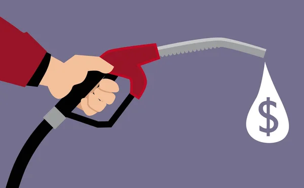 Treibstoffdüse Der Hand Mit Einem Dollarzeichen Auf Einem Tropfen Eps lizenzfreie Stockillustrationen
