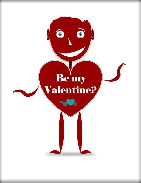 Red Head Valentine Character — Stock Photo, Image