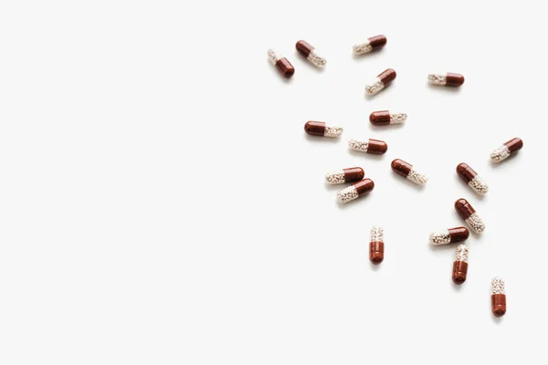 Pilules Capsules Sur Fond Blanc — Photo