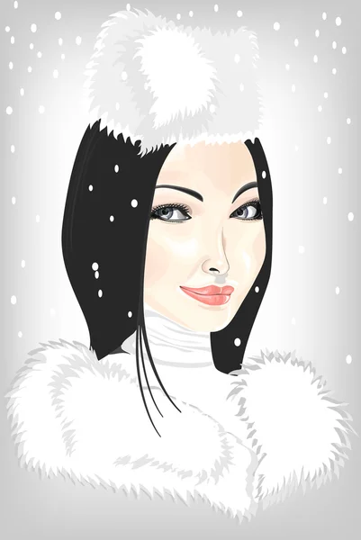 The girl in furs. — Stock Vector