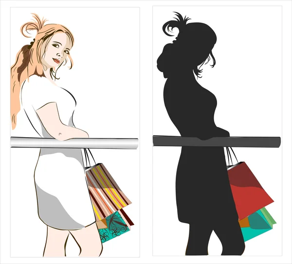 ショッピングの女の子 — ストックベクタ