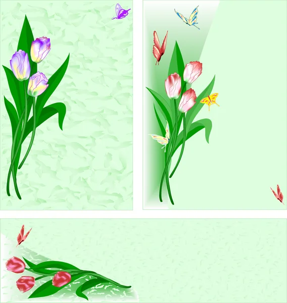 Tres canciones con un ramo de tulipanes — Vector de stock