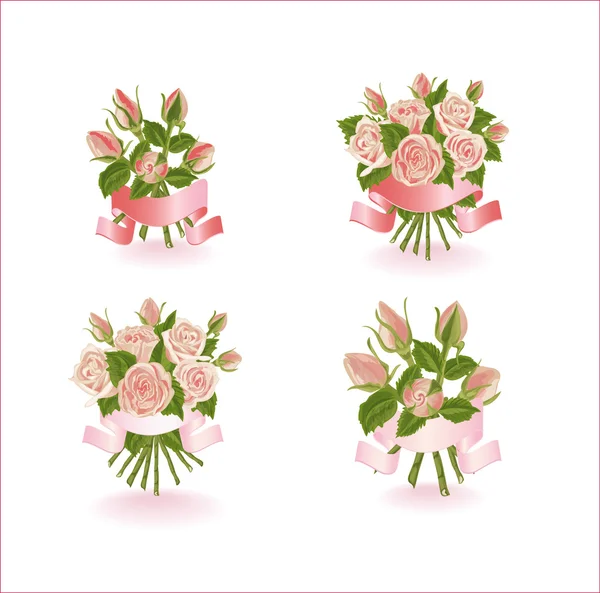 Four compositions of roses. — Stock Vector