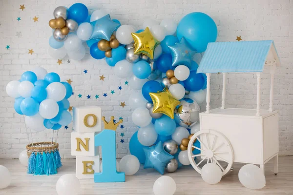 Blue decor for birthday party