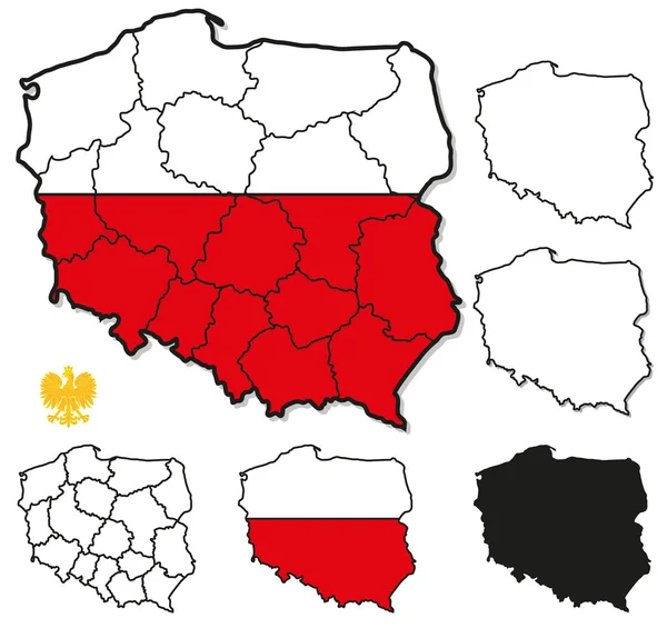 mapa 3D de Polonia con país nombre resaltado rojo en blanco 3d