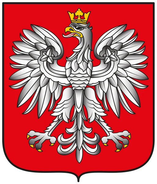 Emblema de Polonia - Águila blanca con sombras en el escudo — Archivo Imágenes Vectoriales