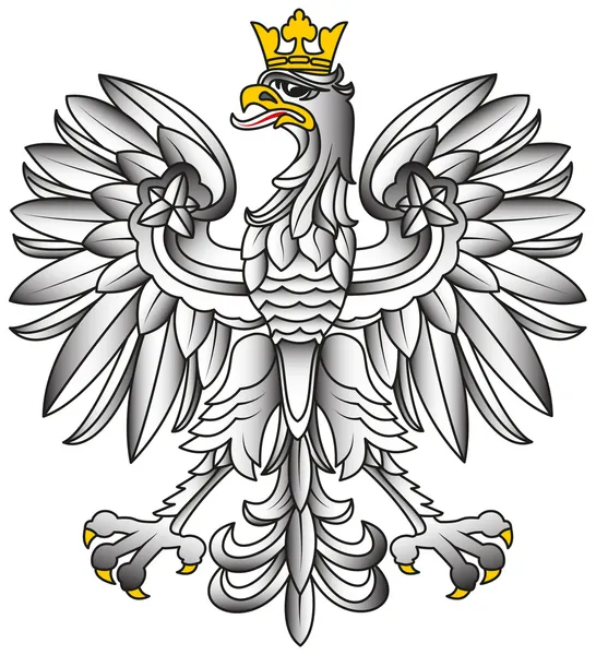 Poland Emblem - White Eagle With Shadows — Stock Vector
