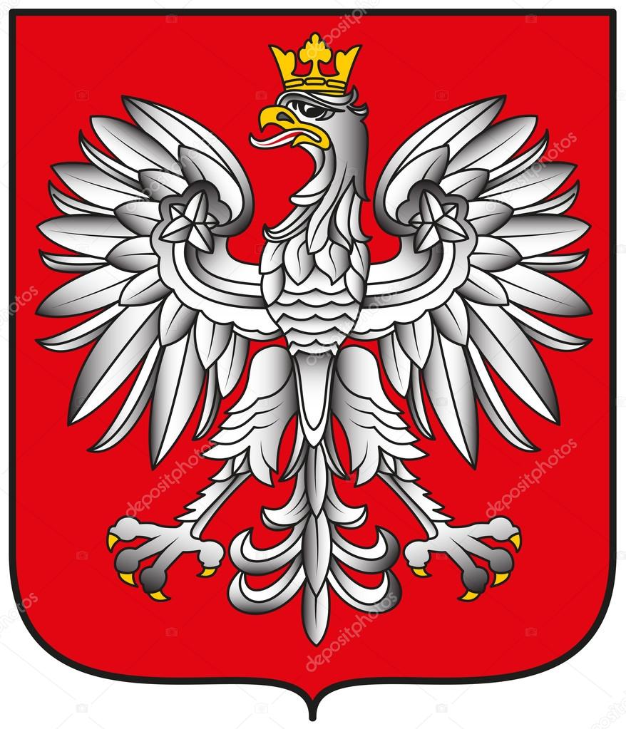 Poland Emblem - White Eagle With Shadows on Shield