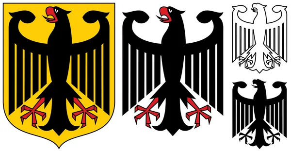 German Emblem - Black Eagle,Shield And Silhouette — Stock Vector