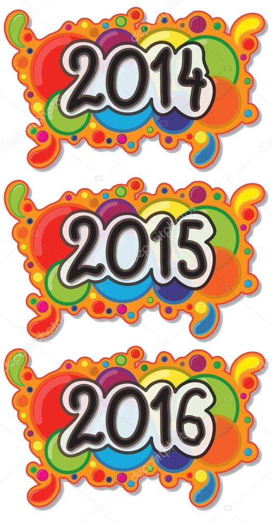 2014 - 2016 Year Sign on Abstract Bubble Background