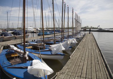 pek çok mavi yelkenli tekne Marina