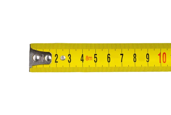 Primo piano di un nastro di misurazione giallo — Foto Stock