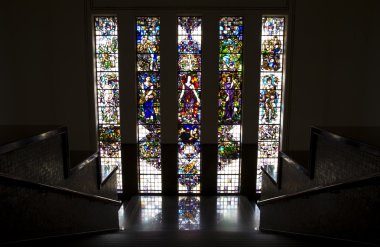 antika merdiven vitray pencere banka mandiri, jakarta, Endonezya