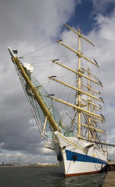 Russian tall ship Mir in IJmuiden, the Netherlands clipart