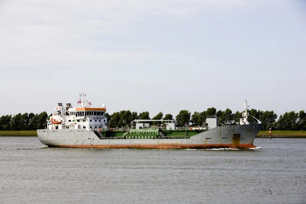 Oil product tanker is entering the Port of Rotterdam — Stock Photo, Image