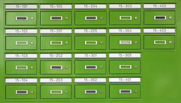 Letterboxes with nameplates of an apartement building — Stock Photo, Image
