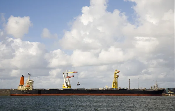 Bulkfartyget lossning i ijmuiden, Nederländerna — Stockfoto