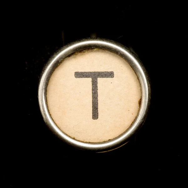 Le bouton T sur un alphabet complet d'une machine à écrire antique — Photo