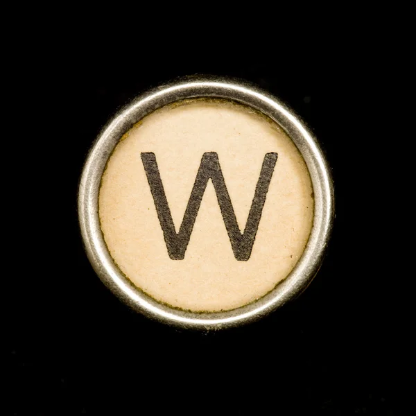 Кнопка W на старинной пишущей машинке — стоковое фото