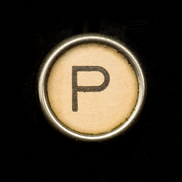 The P button on a complete alphabet of an antique typewriter — Stock Photo, Image