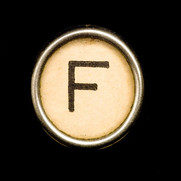 The F button on a complete alphabet of an antique typewriter — Stock Photo, Image