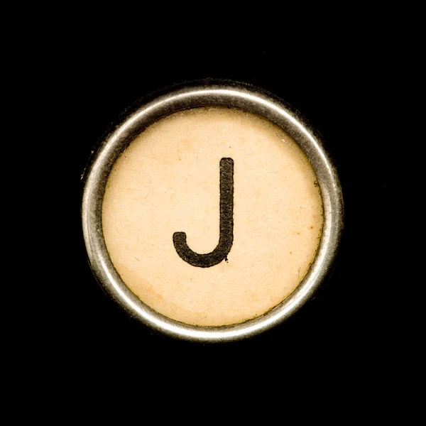 The J button on a complete alphabet of an antique typewriter — Stock Photo, Image