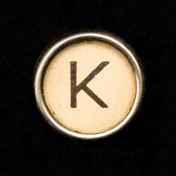 The K button on a complete alphabet of an antique typewriter — Stock Photo, Image