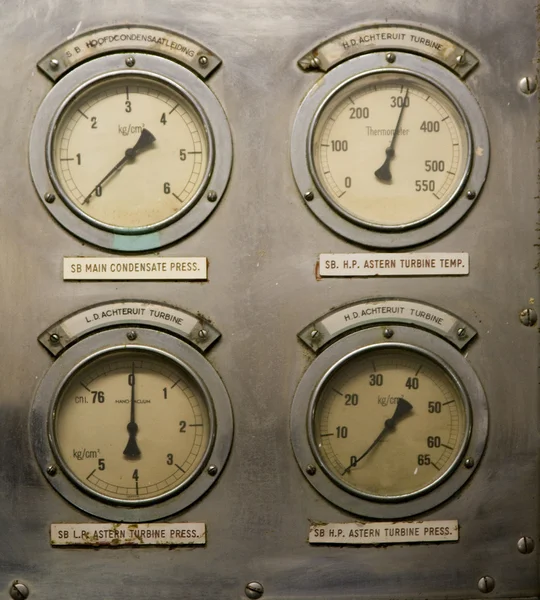 A decayed panel of gauges — Stock Photo, Image