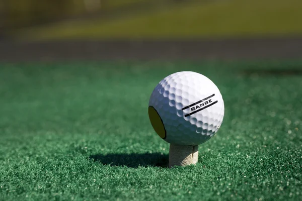 Close up van een golfbal op de golfbaan Rechtenvrije Stockafbeeldingen