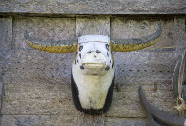 toraja geleneksel bir levha üzerinde ahşap buffalo