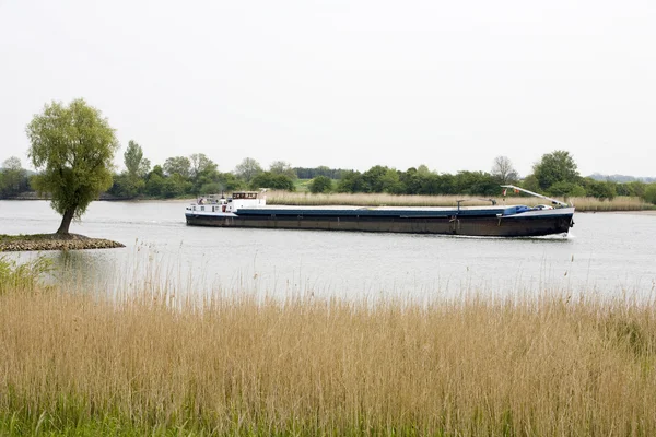 Inland navigation on the river Lek in the Netherlands — Stock Photo, Image