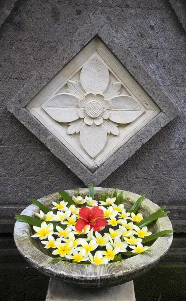 Blomsterarrangemang med frangipani på bali, Indonesien — Stockfoto