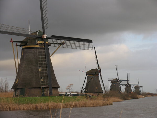 Dutch windmills in Kinderdijk, the Netherlands
